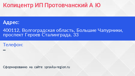 Копицентр ИП Протовчанский А Ю  - визитка