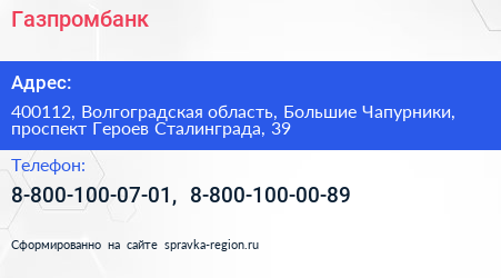 Газпромбанк - визитка