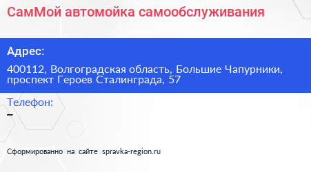 СамМой автомойка самообслуживания - визитка