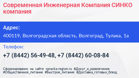 Современная Инженерная Компания СИНКО компания - визитка