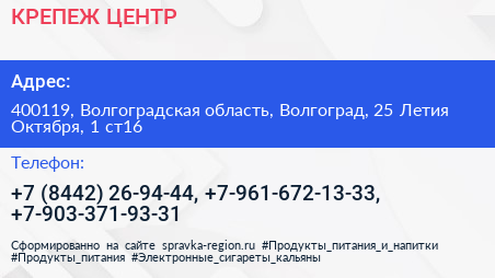 КРЕПЕЖ ЦЕНТР - визитка