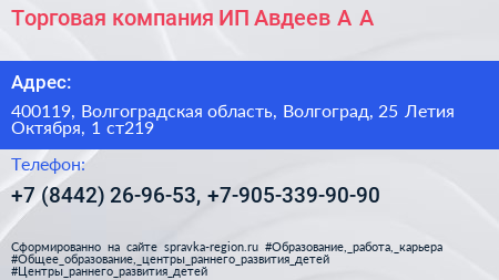 Торговая компания ИП Авдеев А А  - визитка