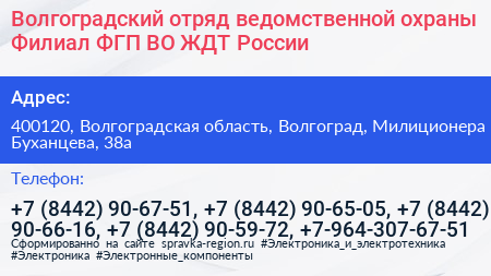 Волгоградский отряд ведомственной охраны Филиал ФГП ВО ЖДТ России - визитка