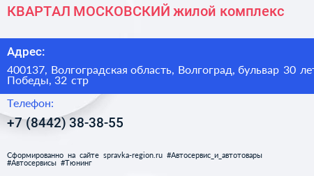 КВАРТАЛ МОСКОВСКИЙ жилой комплекс - визитка
