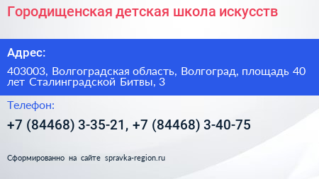 Городищенская детская школа искусств - визитка