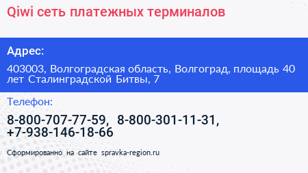 Qiwi сеть платежных терминалов - визитка