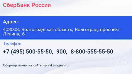 СберБанк России - визитка