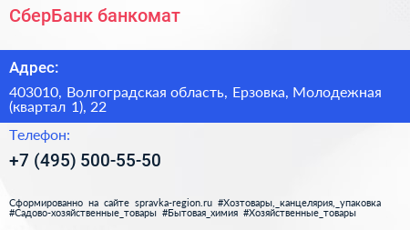 СберБанк банкомат - визитка