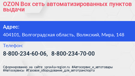 OZON Box сеть автоматизированных пунктов выдачи - визитка