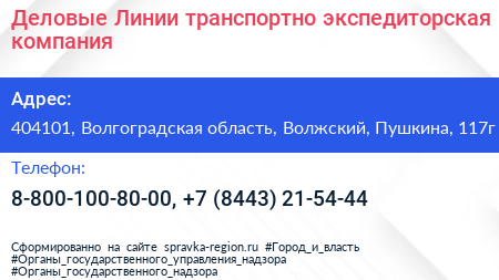 Деловые Линии транспортно экспедиторская компания - визитка