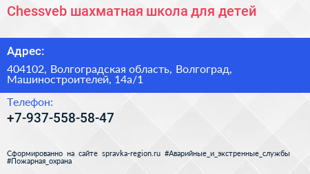 Chessveb шахматная школа для детей - визитка