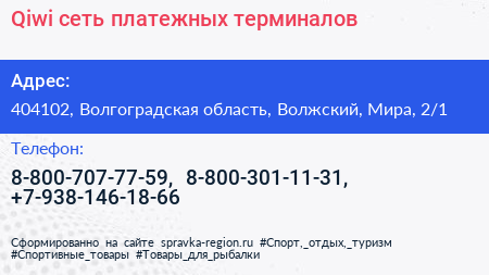 Qiwi сеть платежных терминалов - визитка