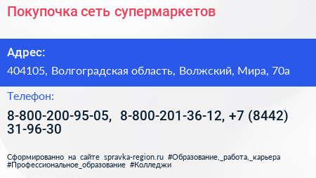 Покупочка сеть супермаркетов - визитка