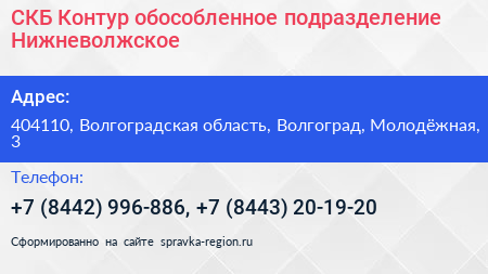 СКБ Контур обособленное подразделение Нижневолжское - визитка