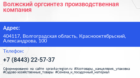 Волжский оргсинтез производственная компания - визитка