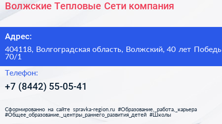 Волжские Тепловые Сети компания - визитка