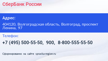 СберБанк России - визитка