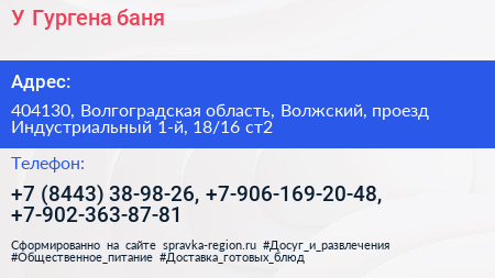 У Гургена баня - визитка