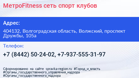 МетроFitness сеть спорт клубов - визитка