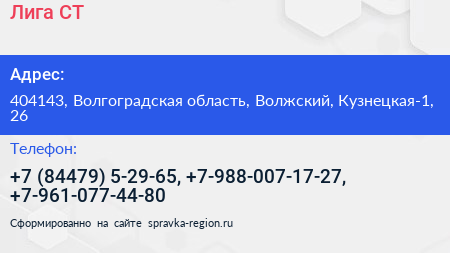 Лига СТ - визитка