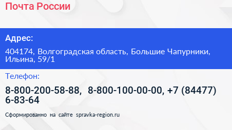 Почта России - визитка