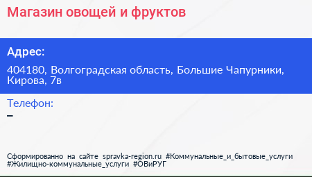 Магазин овощей и фруктов - визитка