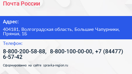 Почта России - визитка