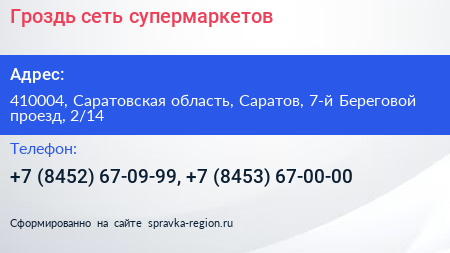 Гроздь сеть супермаркетов - визитка