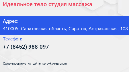 Идеальное тело студия массажа - визитка