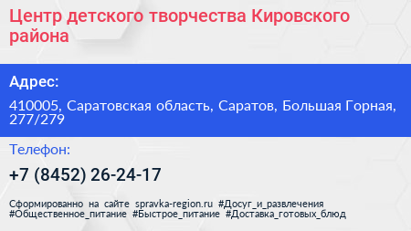 Центр детского творчества Кировского района - визитка