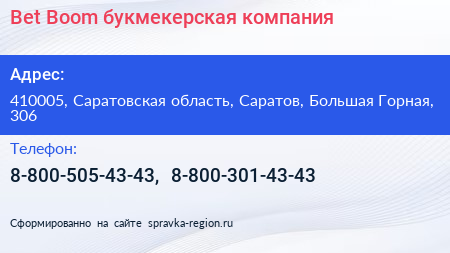 Bet Boom букмекерская компания - визитка