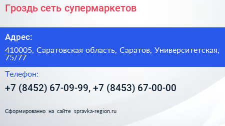 Гроздь сеть супермаркетов - визитка