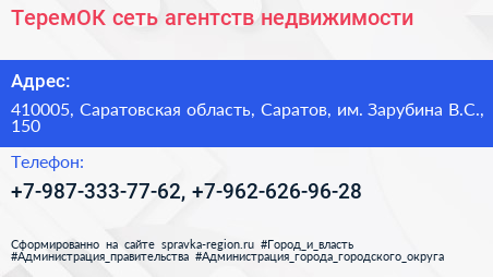 ТеремОК сеть агентств недвижимости - визитка