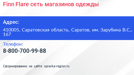 Finn Flare сеть магазинов одежды - визитка