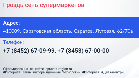 Гроздь сеть супермаркетов - визитка