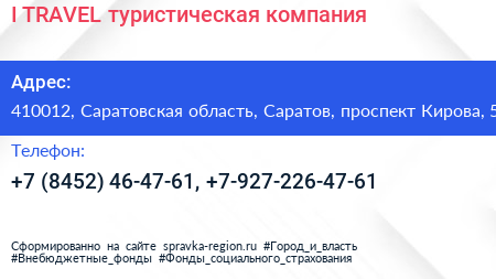 I TRAVEL туристическая компания - визитка