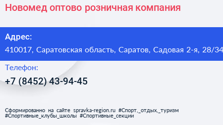 Новомед оптово розничная компания - визитка