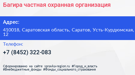 Багира частная охранная организация - визитка