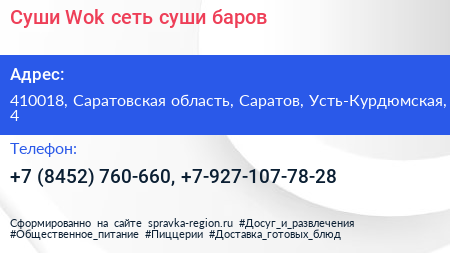 Суши Wok сеть суши баров - визитка