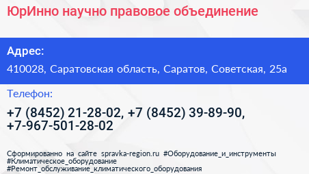 ЮрИнно научно правовое объединение - визитка