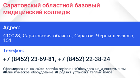 Саратовский областной базовый медицинский колледж - визитка