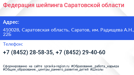 Федерация шейпинга Саратовской области - визитка