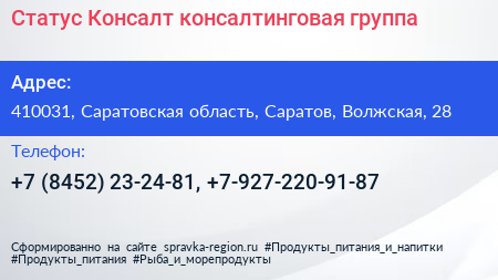Статус Консалт консалтинговая группа - визитка