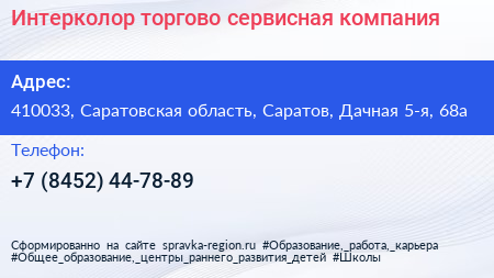 Интерколор торгово сервисная компания - визитка