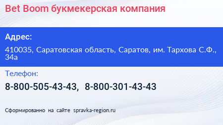 Bet Boom букмекерская компания - визитка