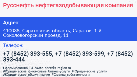Русснефть нефтегазодобывающая компания - визитка