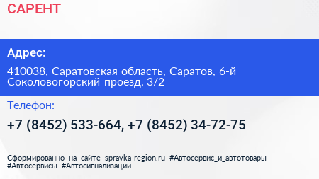 САРЕНТ - визитка