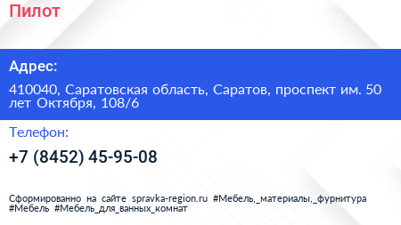 Пилот - визитка