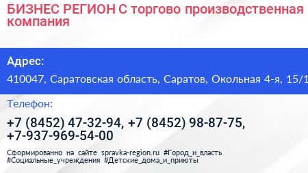 БИЗНЕС РЕГИОН С торгово производственная компания - визитка