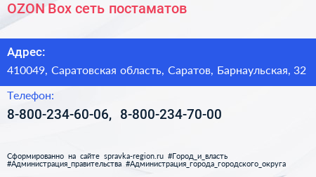 OZON Box сеть постаматов - визитка